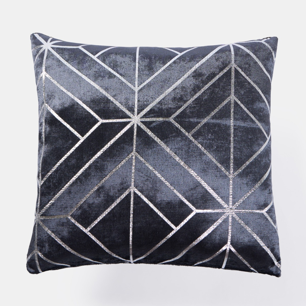 OHS Metallic Foil Geometric Cushion Covers - Charcoal>
