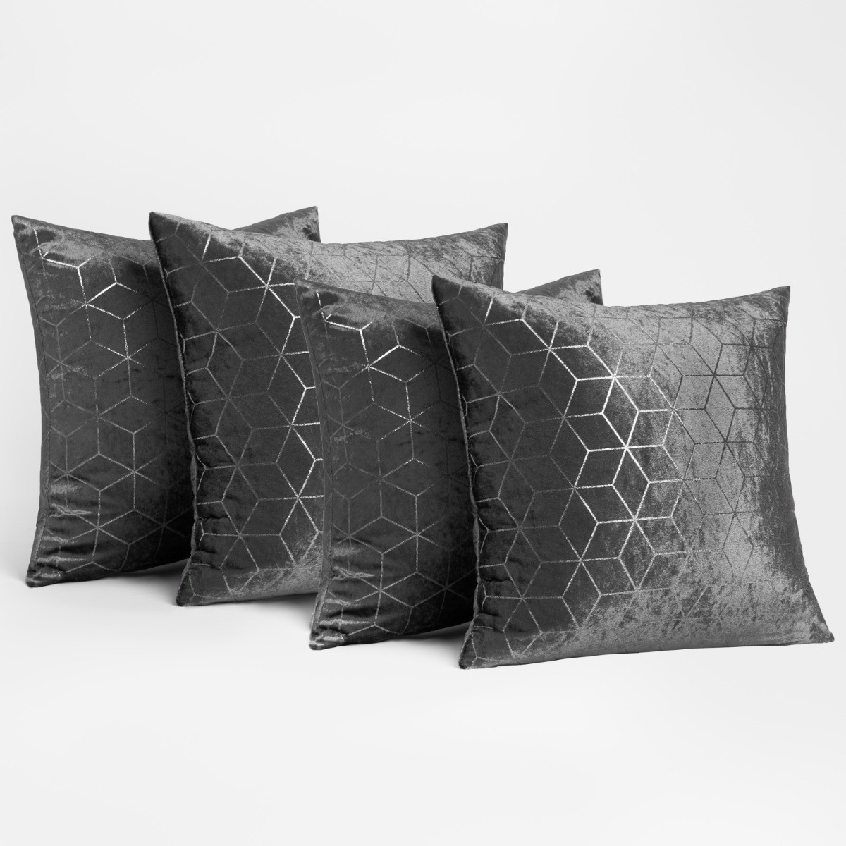 OHS Pack Metallic Geo Cushion Covers, Charcoal 45 x 45cm