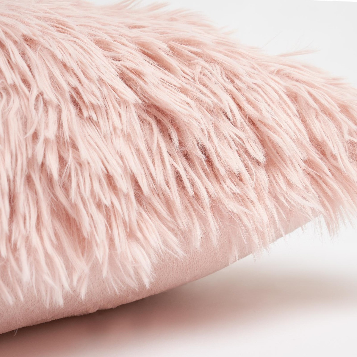 Sienna 2 Pack Faux Mongolian Fur Cushion Covers, Blush - 45 x 45cm>