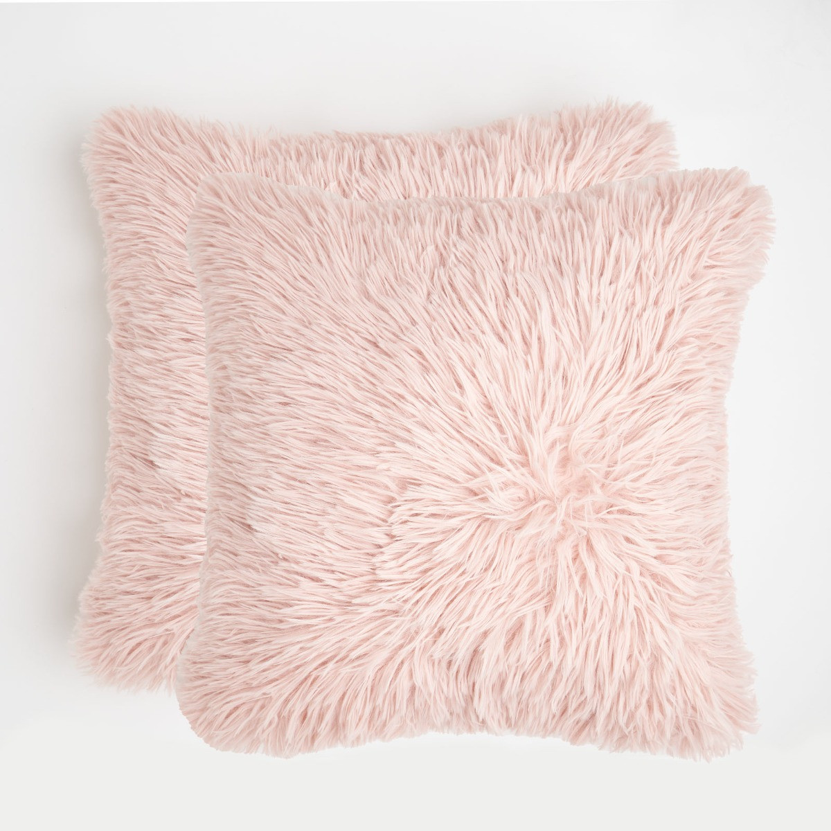 OHS Luxury Faux Mongolian Fur Cushion Covers - Blush>