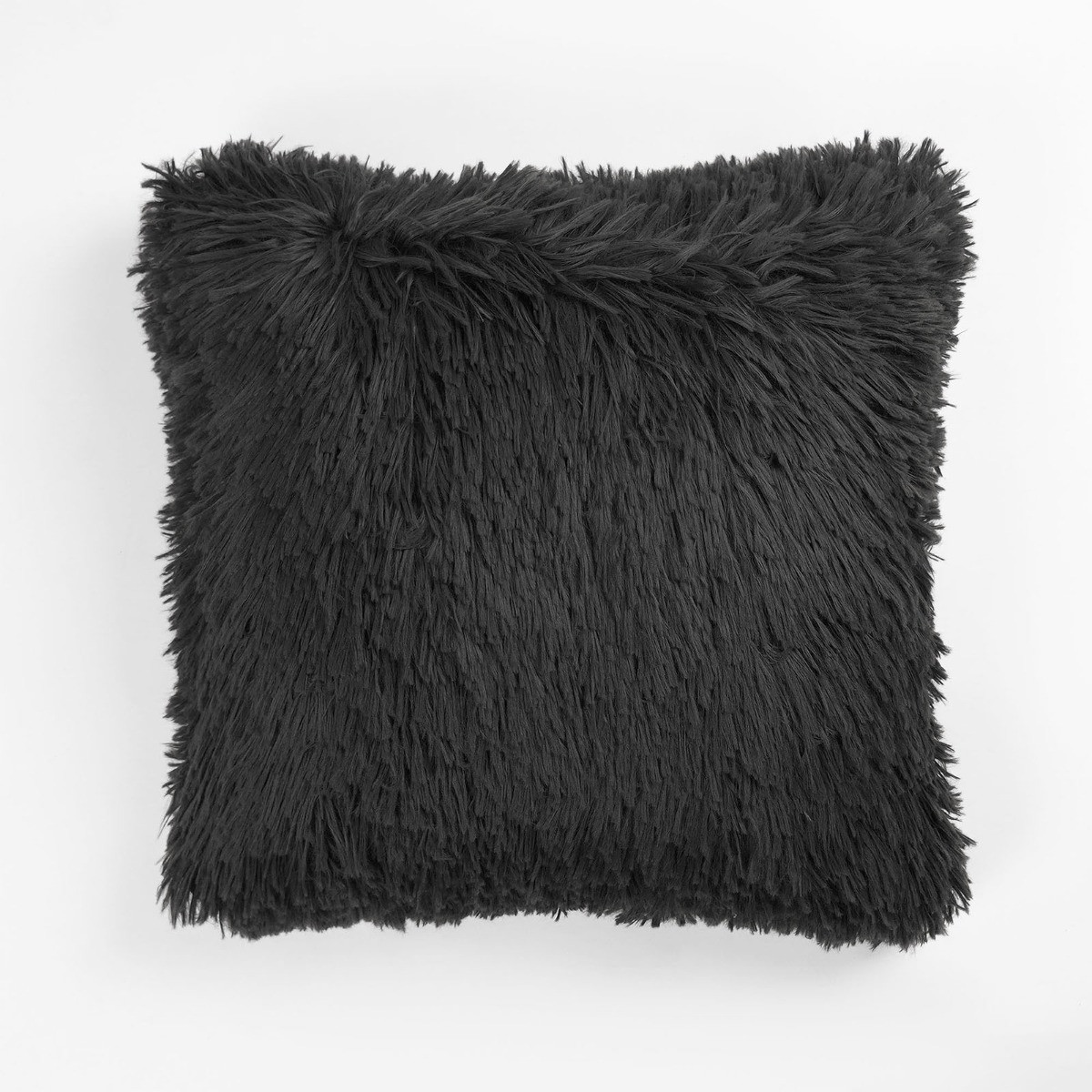 OHS 4 Pack Faux Mongolian Fur Cushion Covers, Charcoal - 55 x 55 cm>