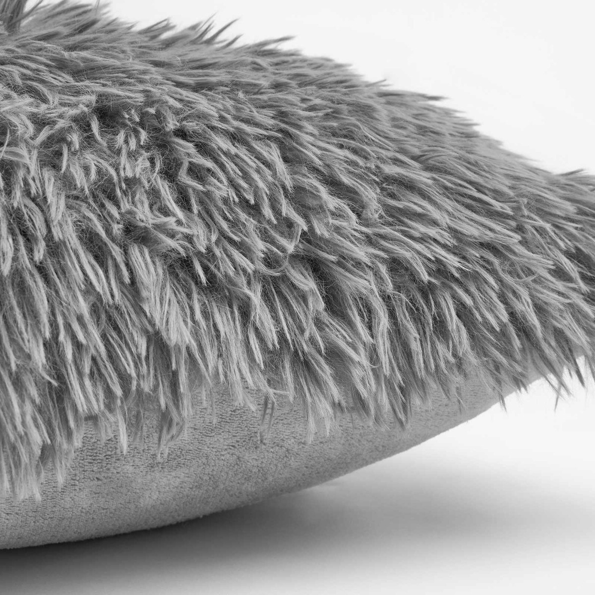 OHS Luxury Faux Mongolian Fur Cushion Covers - Silver>