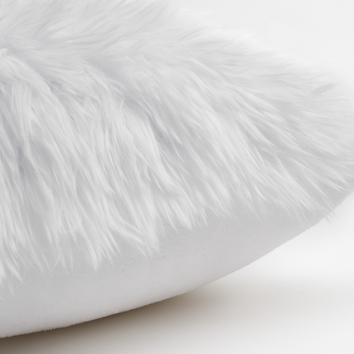 Sienna 2 Pack Faux Mongolian Fur Cushion Covers, White - 45 x 45cm>