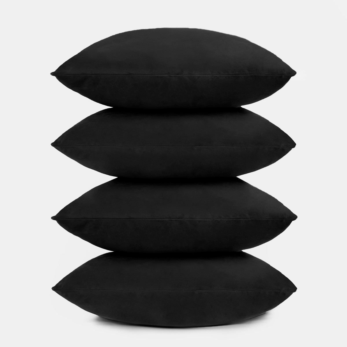 OHS 4 Pack Matte Velvet Cushion Covers - Black>
