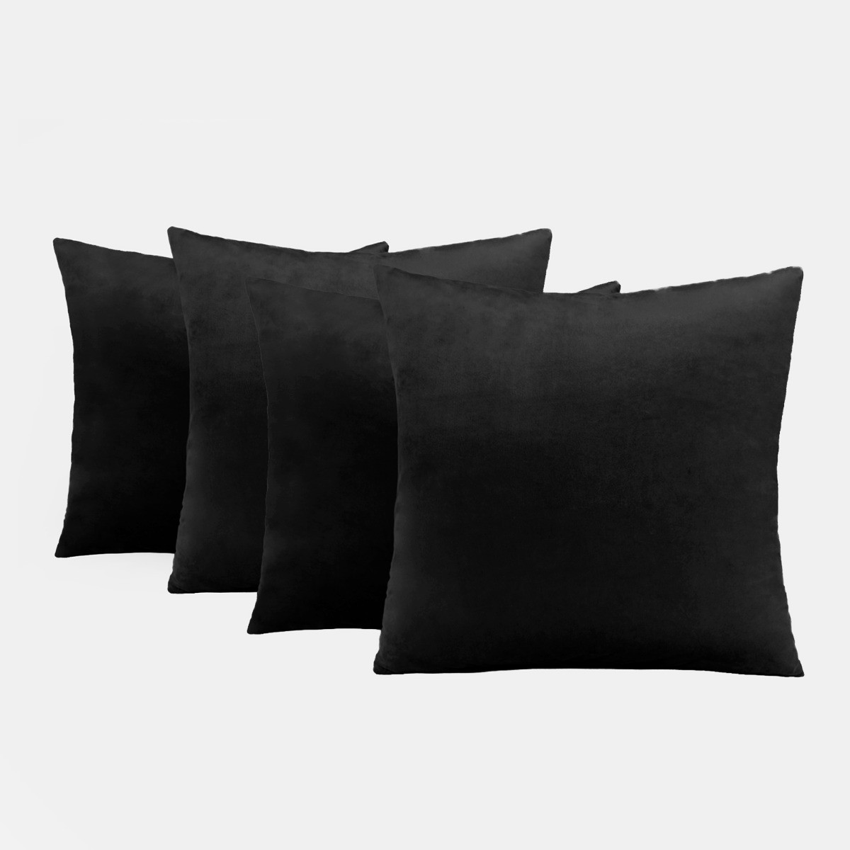 OHS 4 Pack Matte Velvet Cushion Covers - Black>