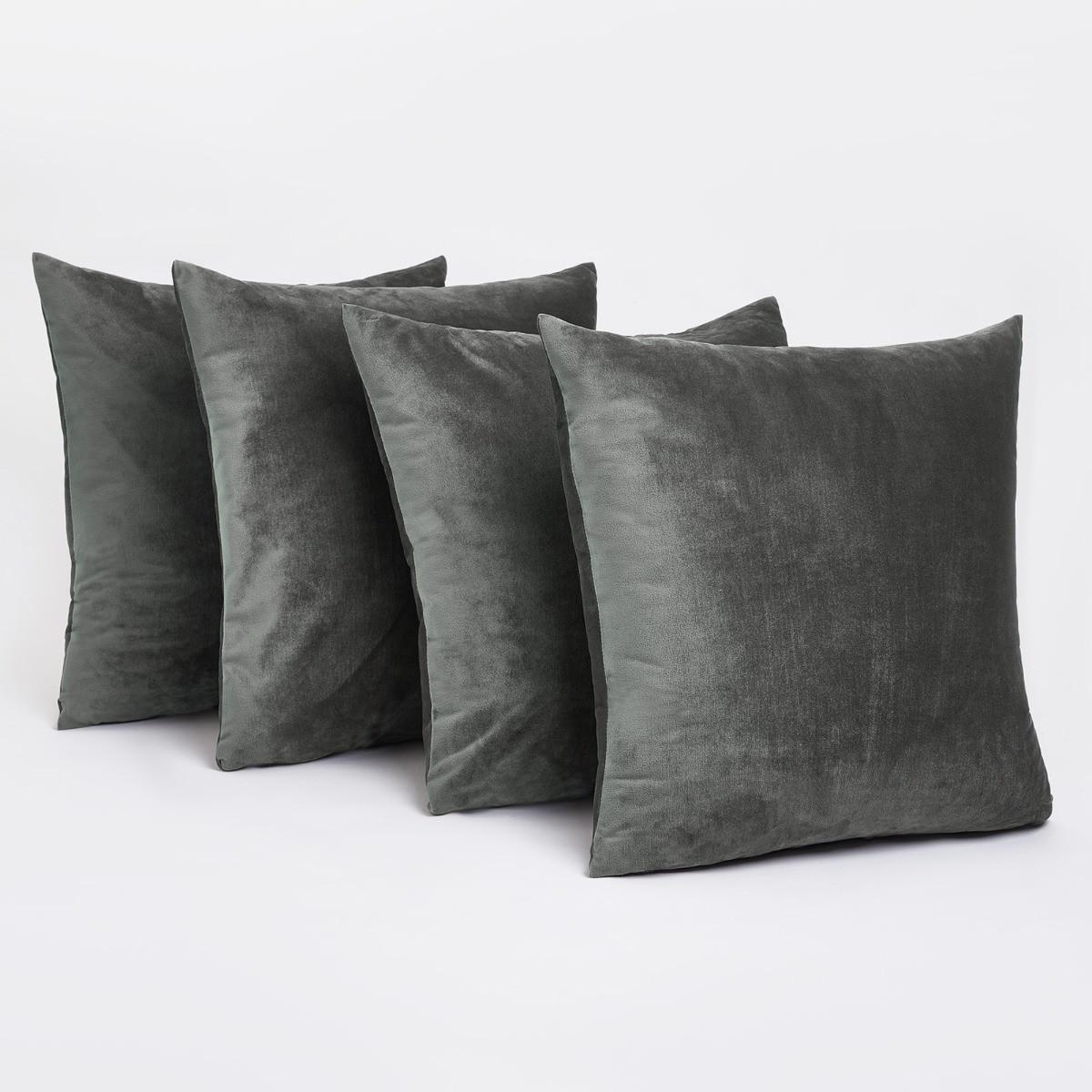 OHS 2 Pack Matte Velvet Cushion Covers, Charcoal - 45 x 45cm>