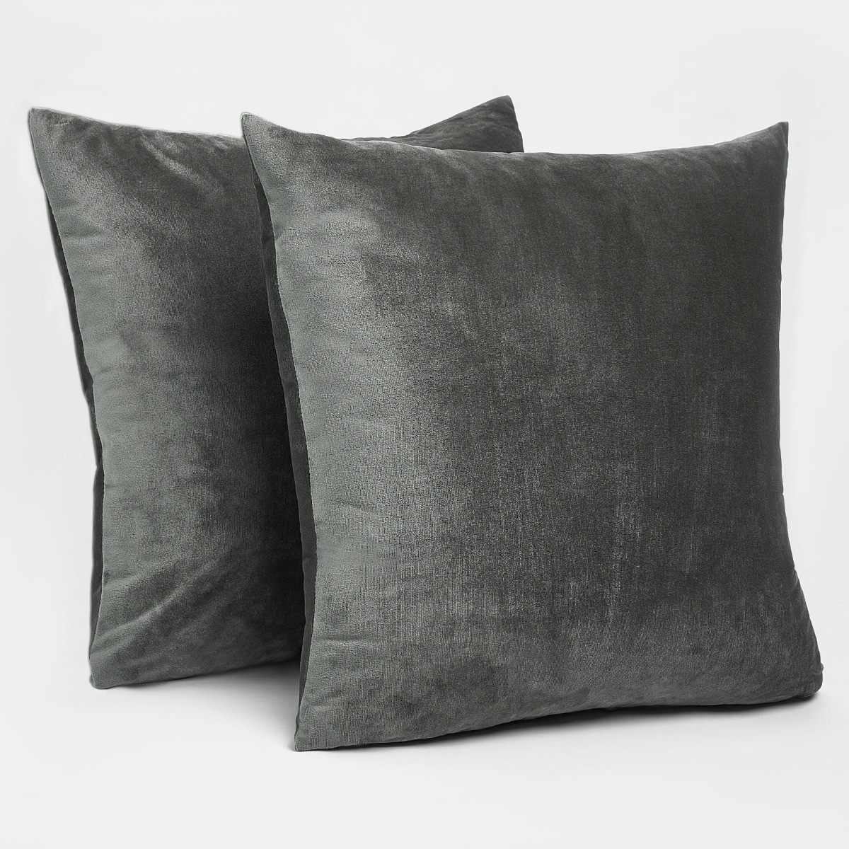 OHS 2 Pack Matte Velvet Cushion Covers, Charcoal - 45 x 45cm>