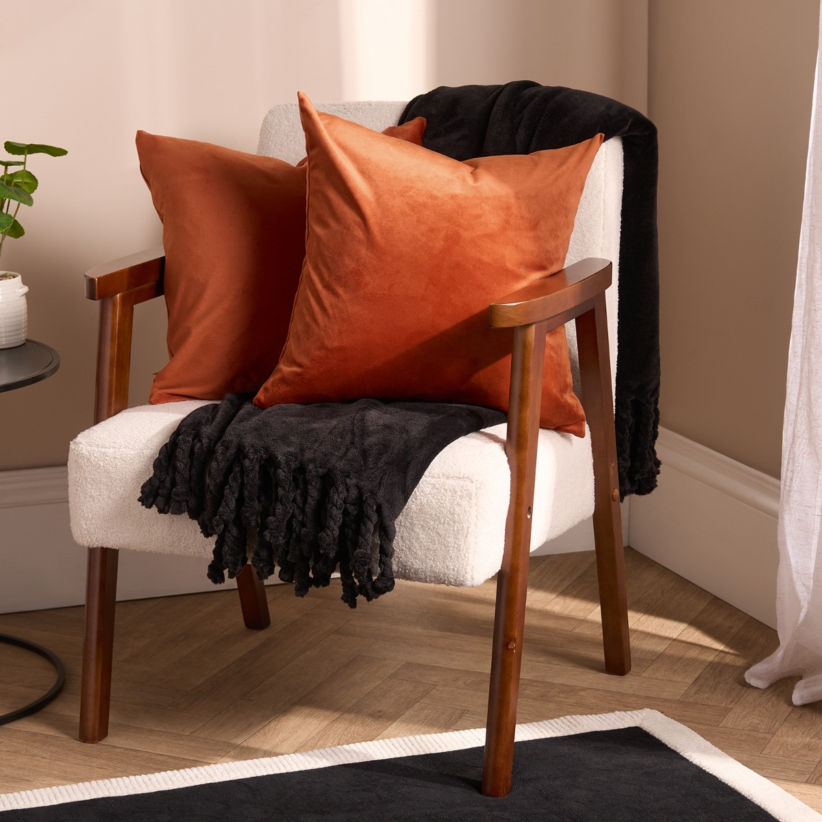 OHS 4 Pack Matte Velvet Cushion Covers - Burnt Orange>