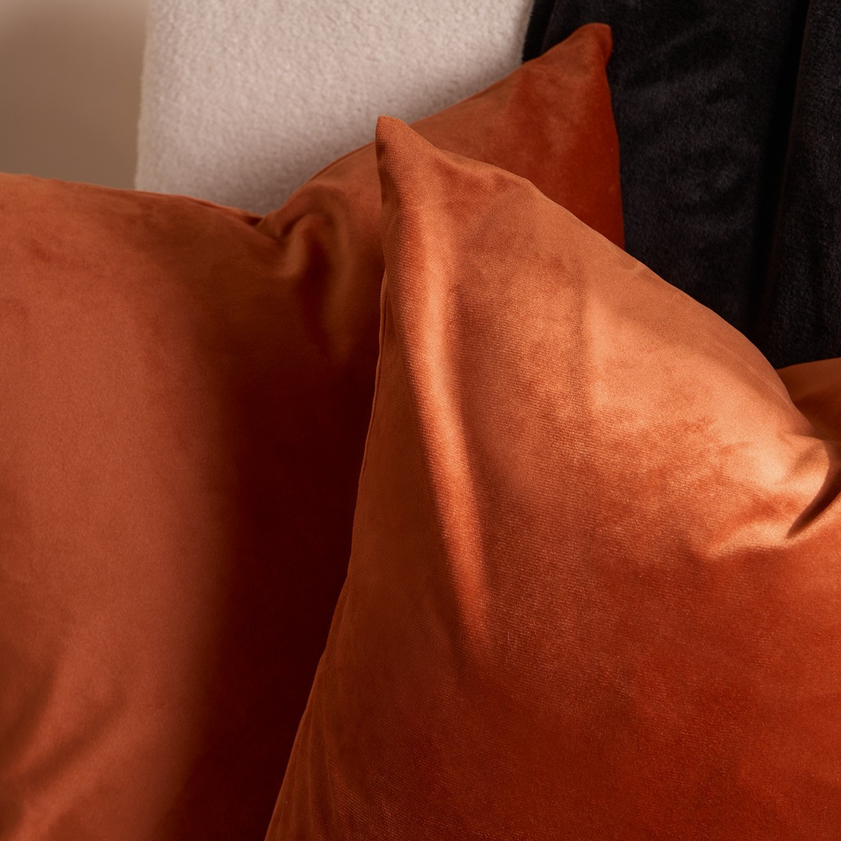 OHS 2 Pack Matte Velvet Cushion Covers - Burnt Orange>