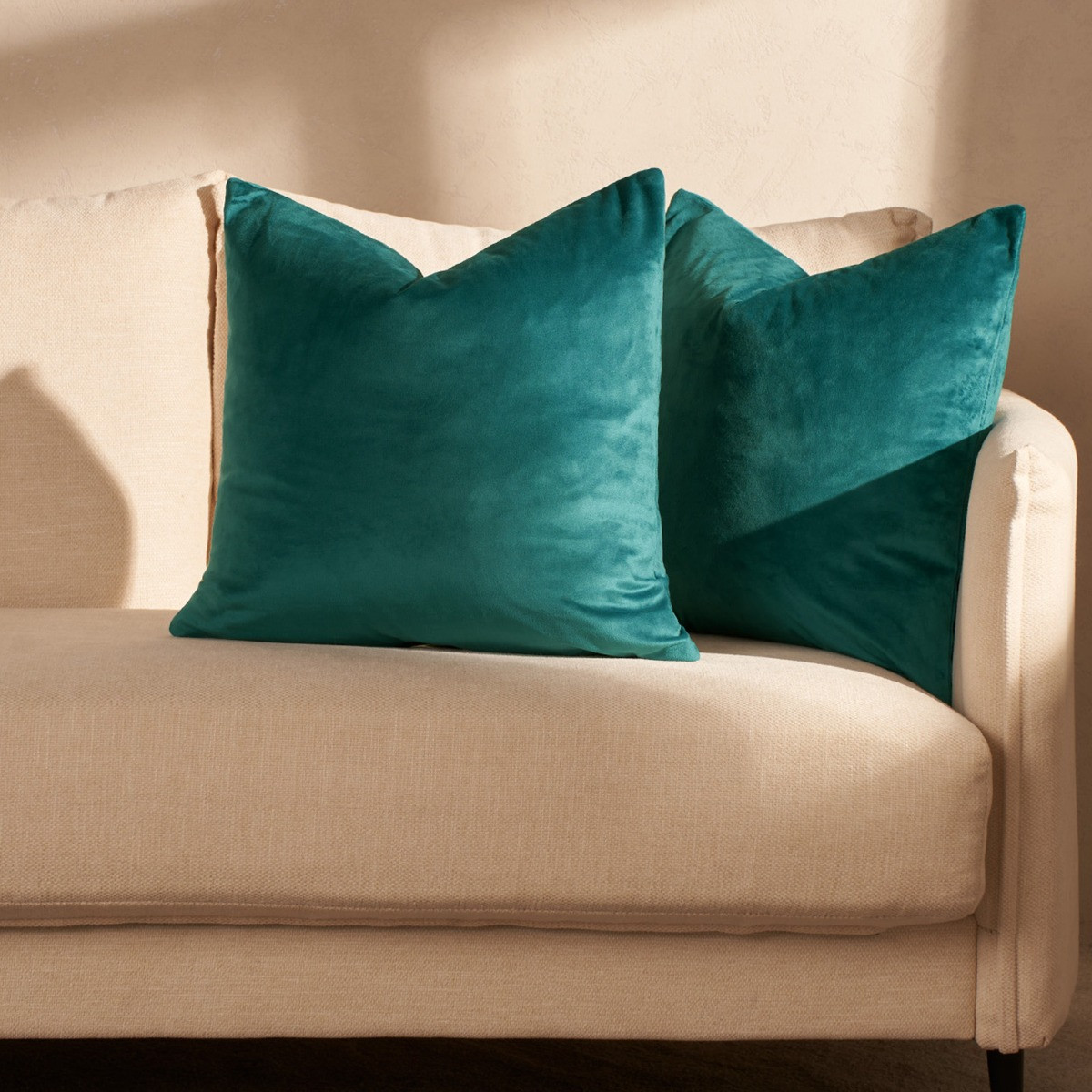 OHS 2 Pack Matte Velvet Cushion Covers - Teal>