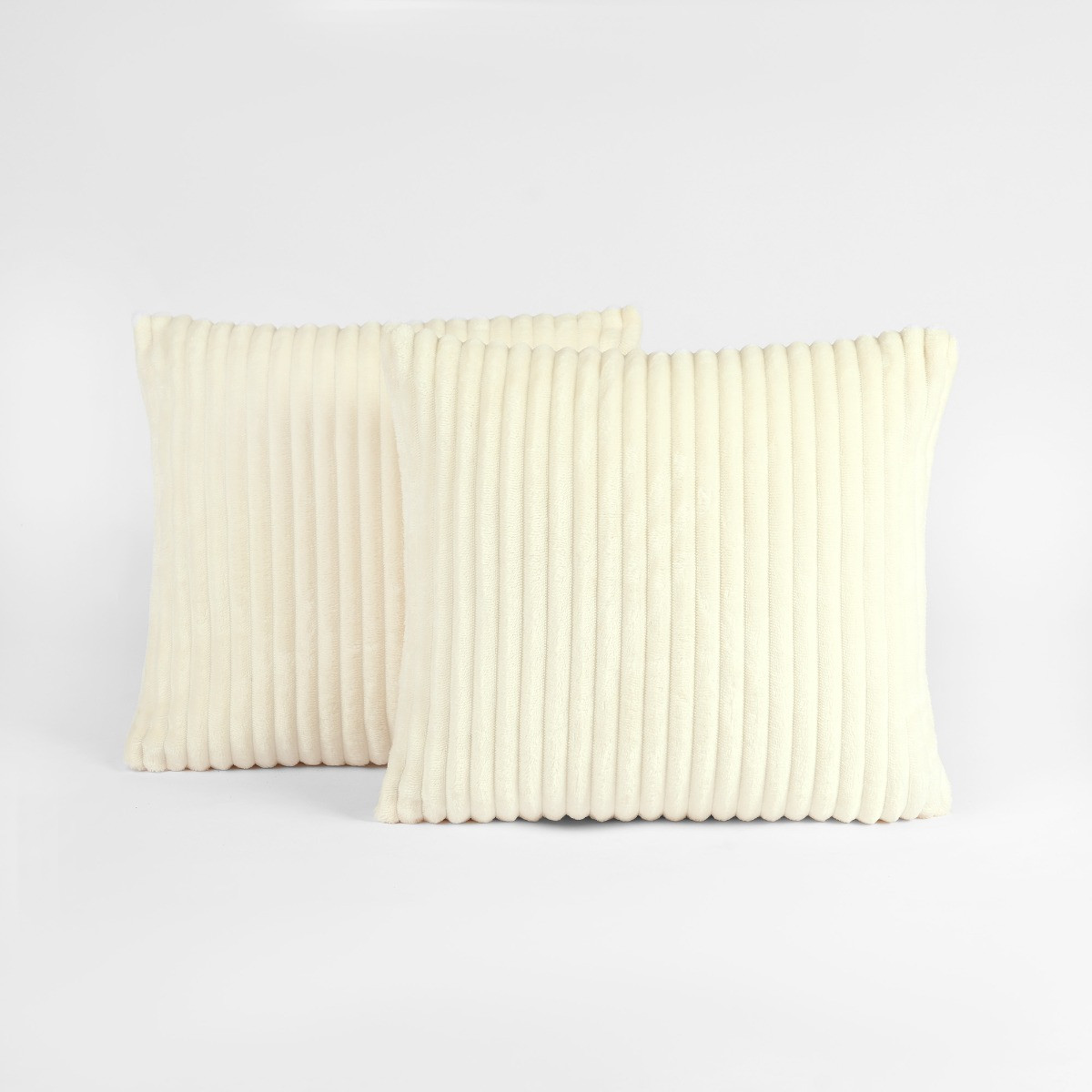 OHS 2 Pack Ribbed Cushion Covers, Cream - 45 x 45cm>