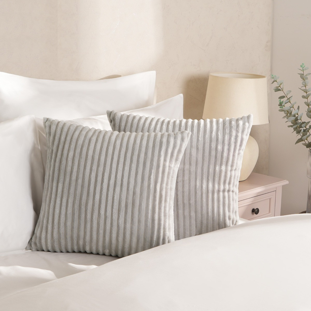 Sienna Jumbo Cord Ribbed Cushion Covers Silver