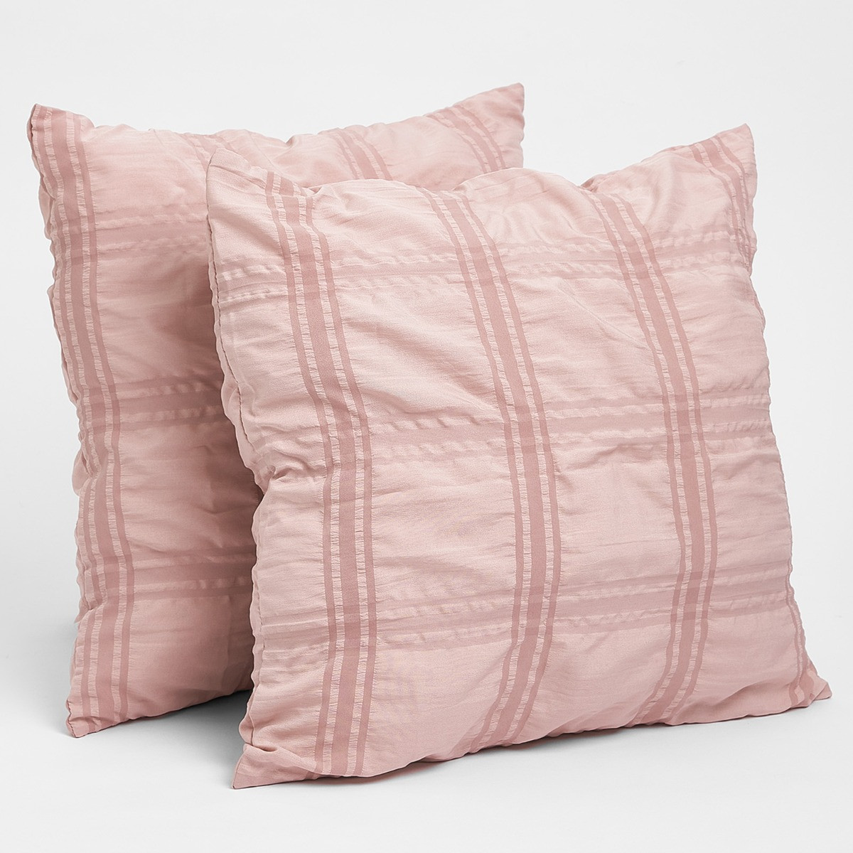 Sienna Square Seersucker Cushion Covers - Blush>