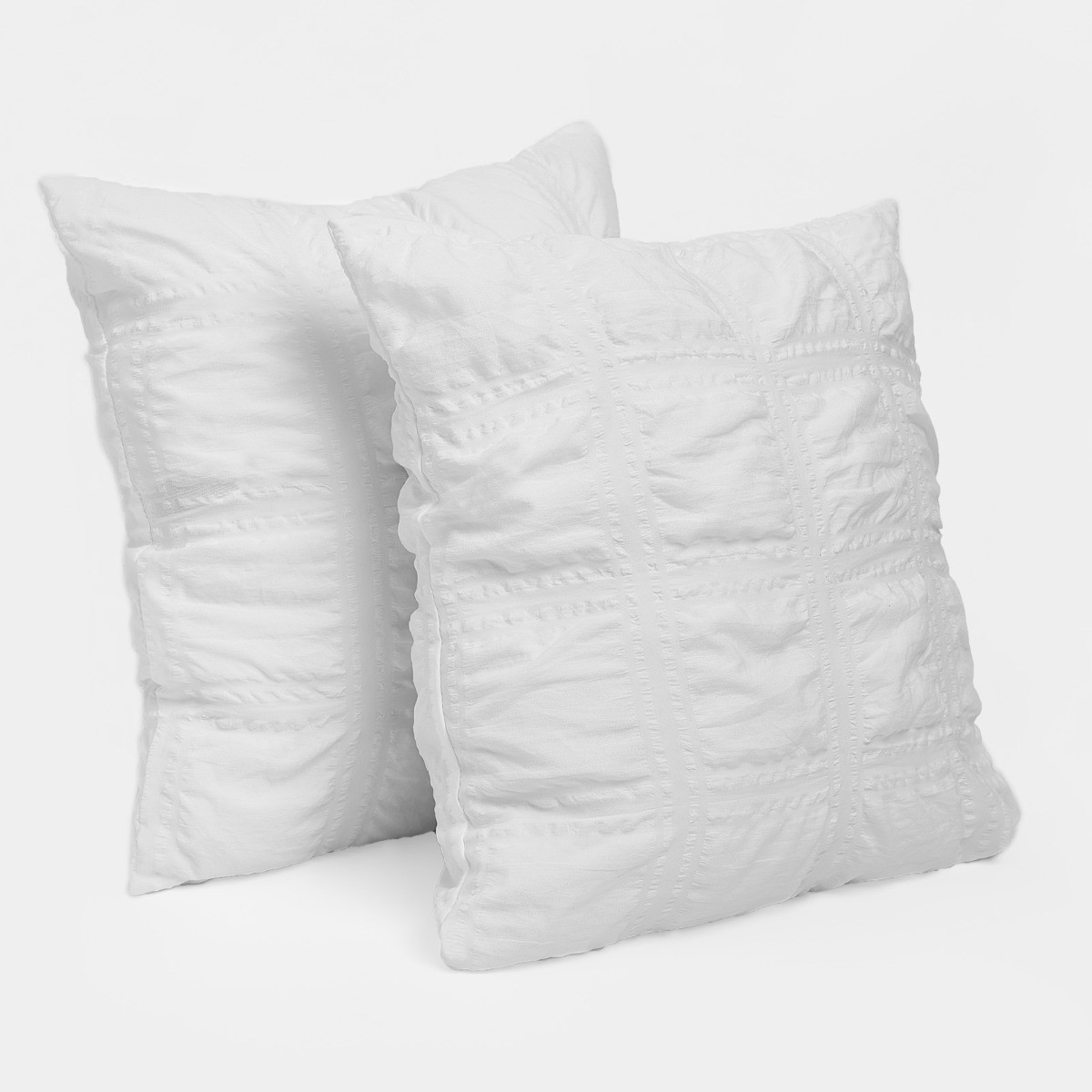 OHS Square Seersucker Cushion Covers - White>