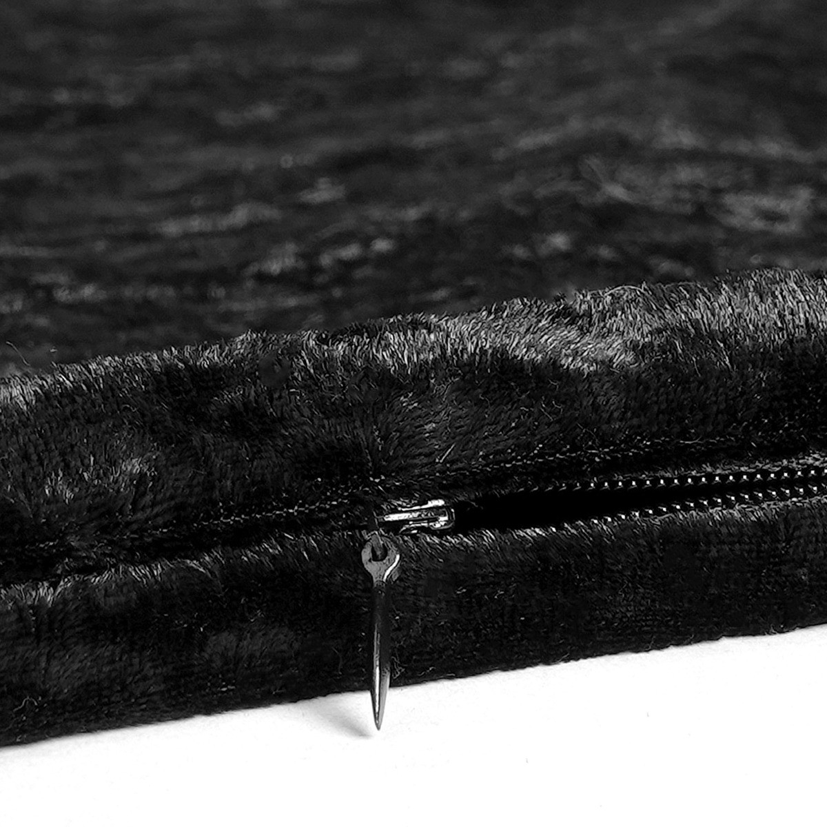 OHS 4 Pack Crushed Velvet Cushion Covers, Black - 45 x 45cm>