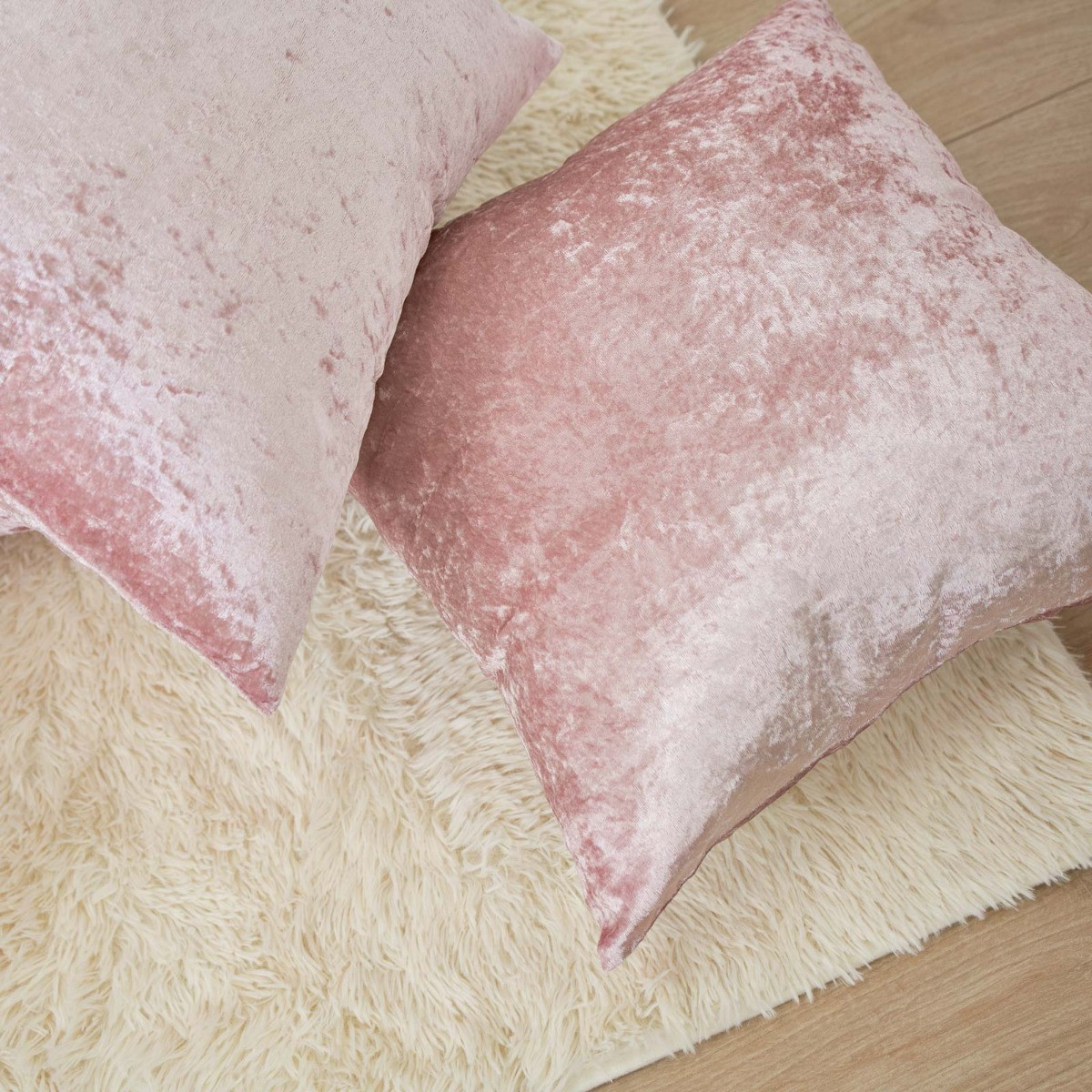 OHS Crushed Velvet Set of 4 Cushion Covers - Blush>