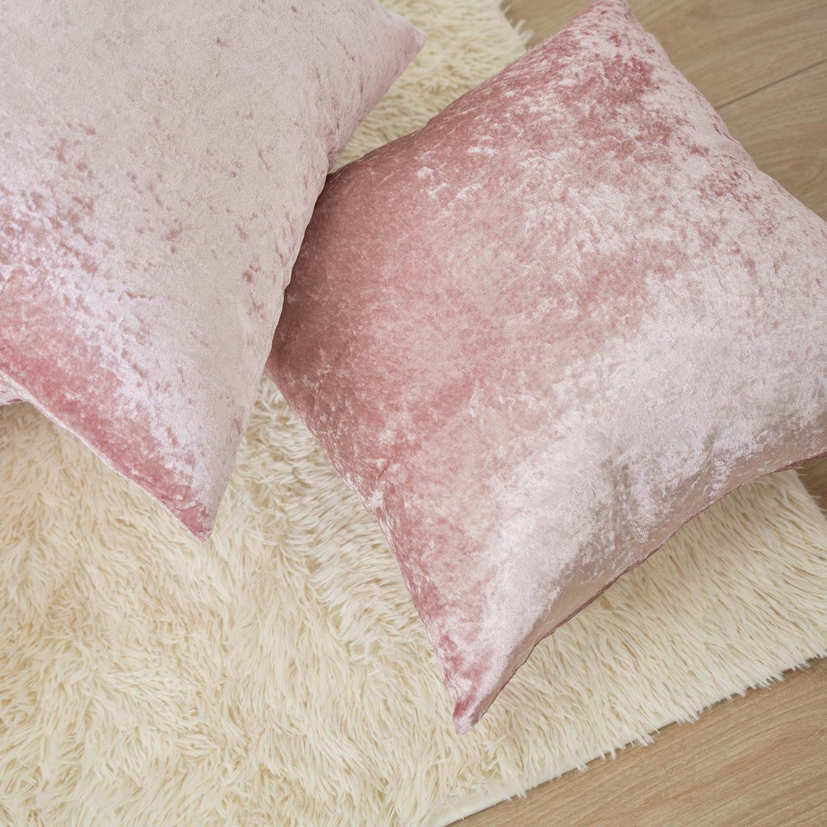 OHS Crushed Velvet Cushion Covers with Cushion - Blush>