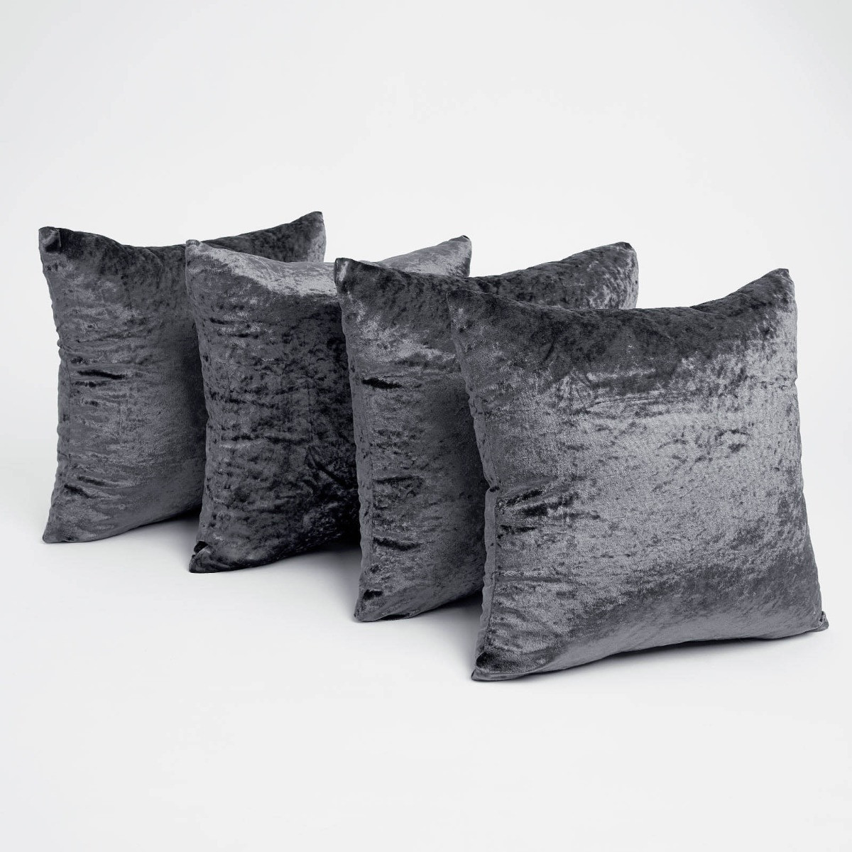 Sienna Crushed Velvet Cushion Covers - Charcoal>