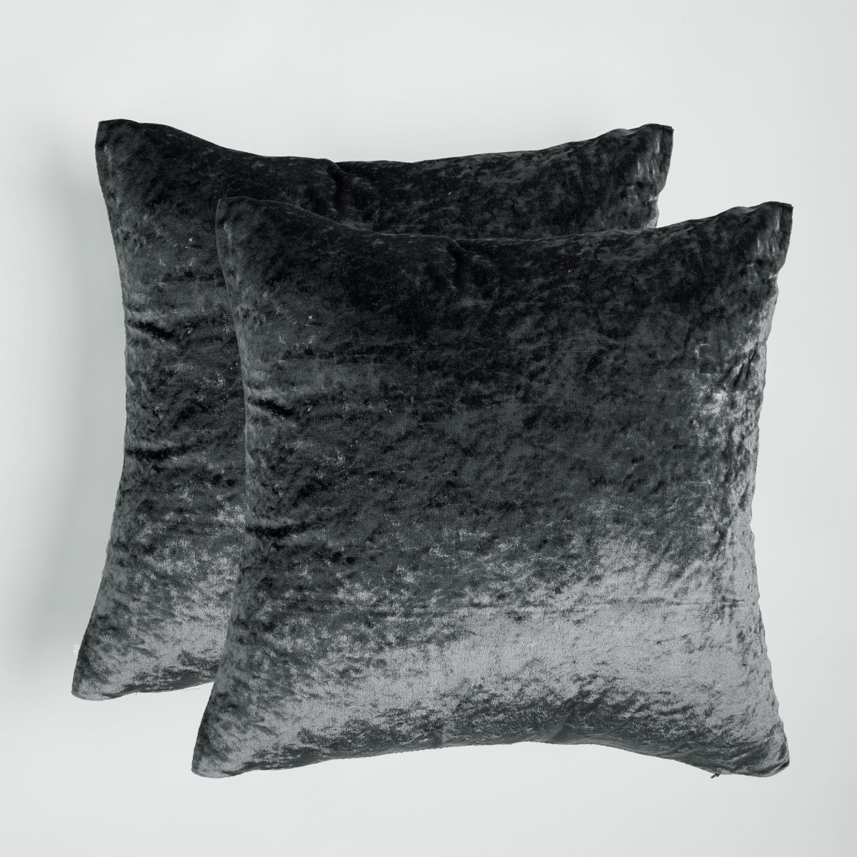 Sienna Crushed Velvet 2 Pack Cushion Covers - Charcoal>