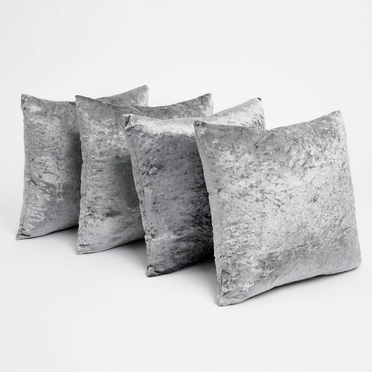 Sienna Crushed Velvet Cushion Covers - Silver>