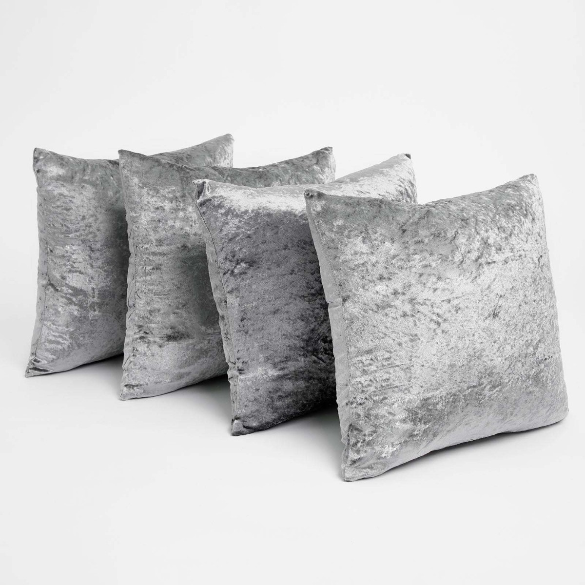 OHS Crushed Velvet Set of 4 Cushion Covers - Silver>