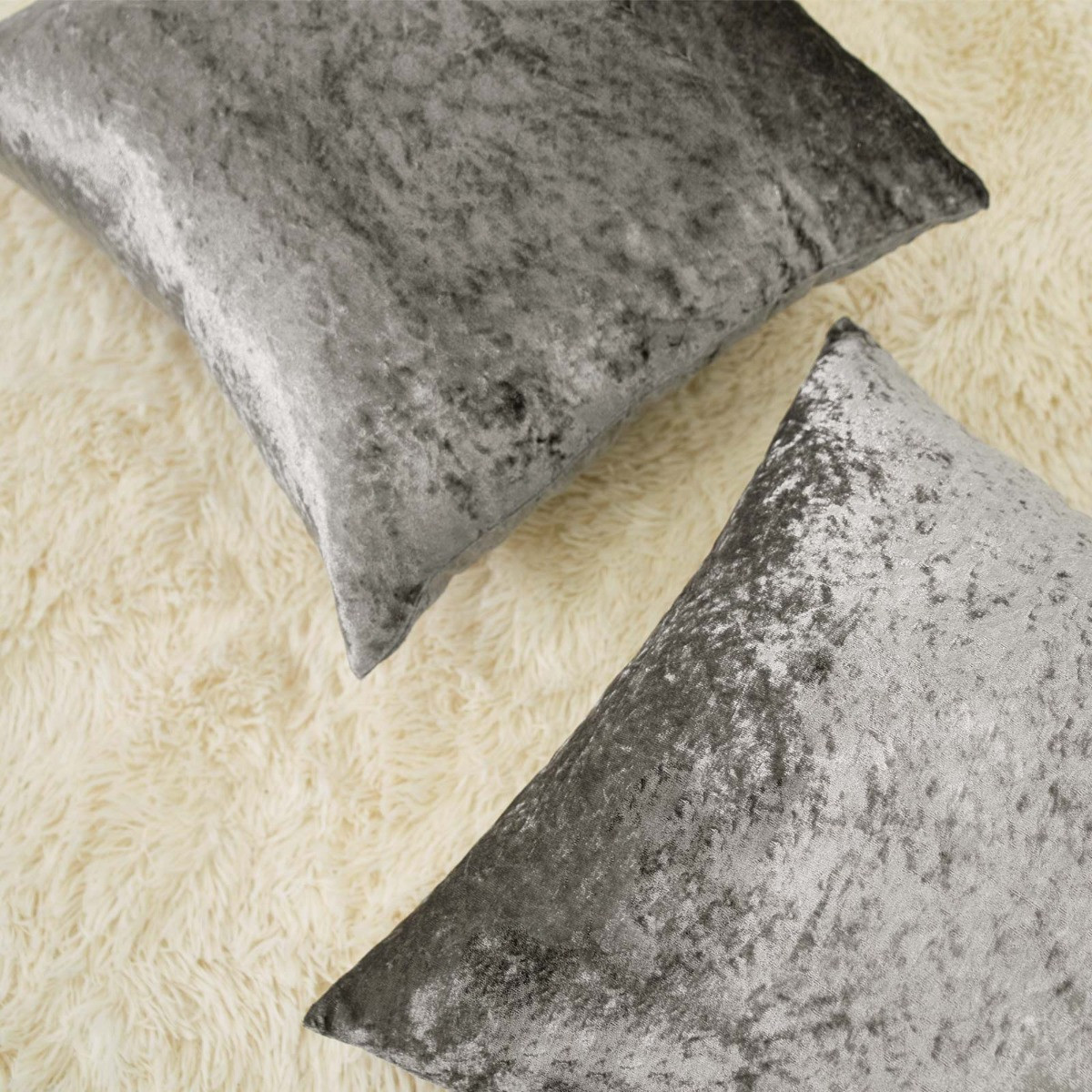 OHS Crushed Velvet Set of 4 Cushion Covers - Silver>