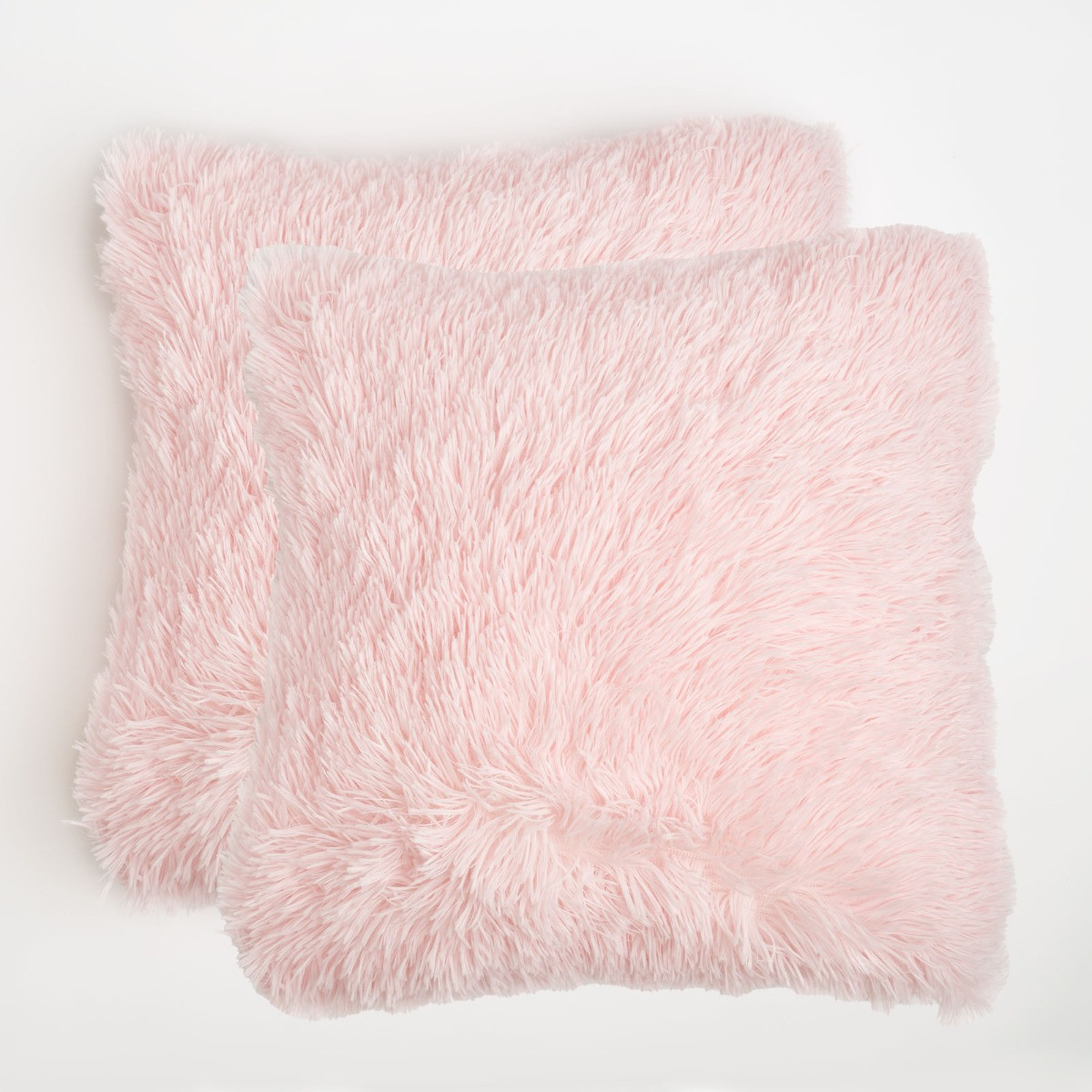 Sienna 2 Pack Fluffy Cushion Covers, Blush - 55 x 55cm>