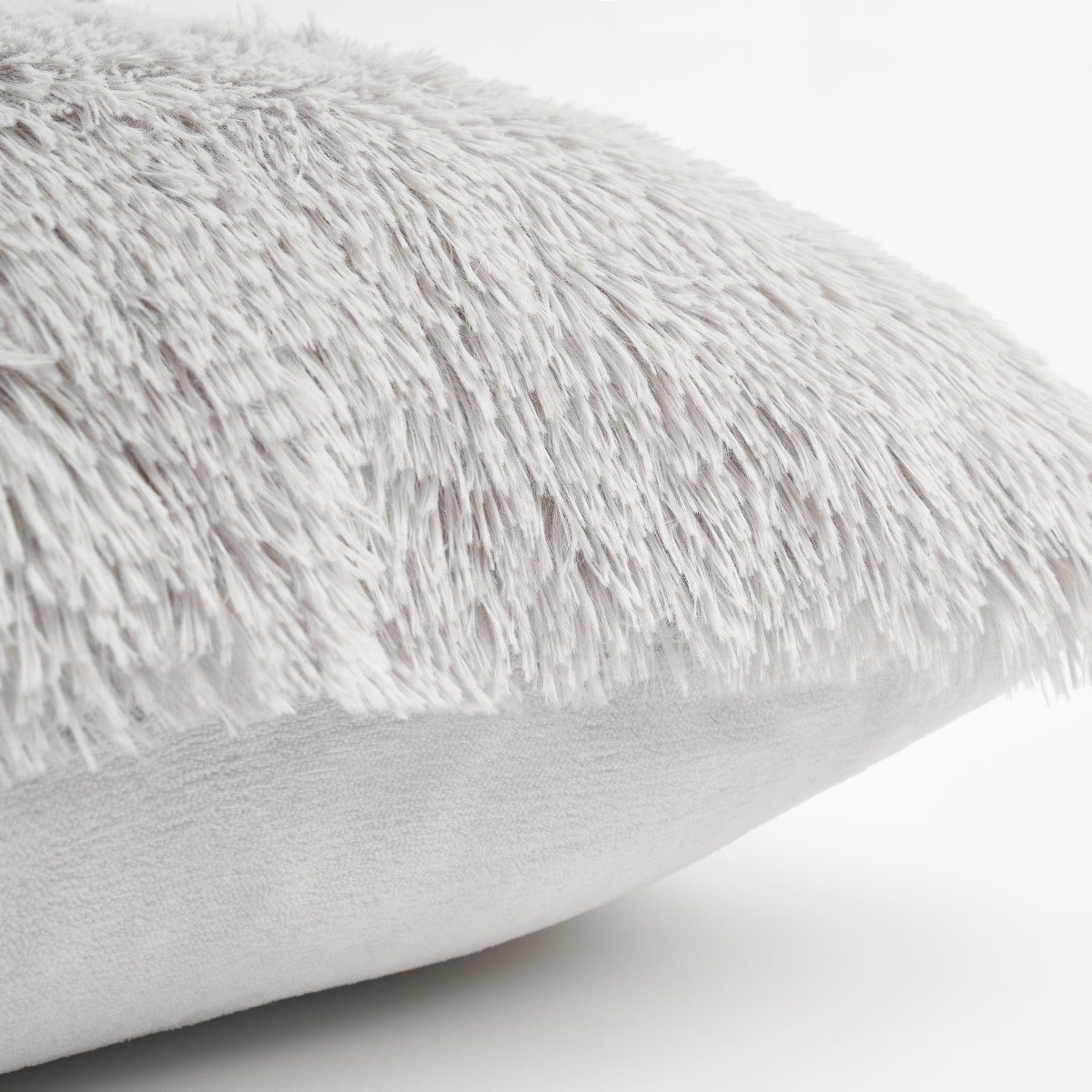 Sienna 2 Pack Fluffy Cushion Covers, Silver - 55 x 55cm>