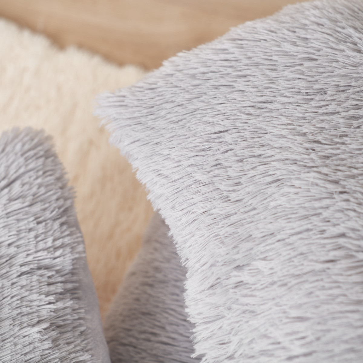 OHS Fluffy Cushion Covers - Silver>