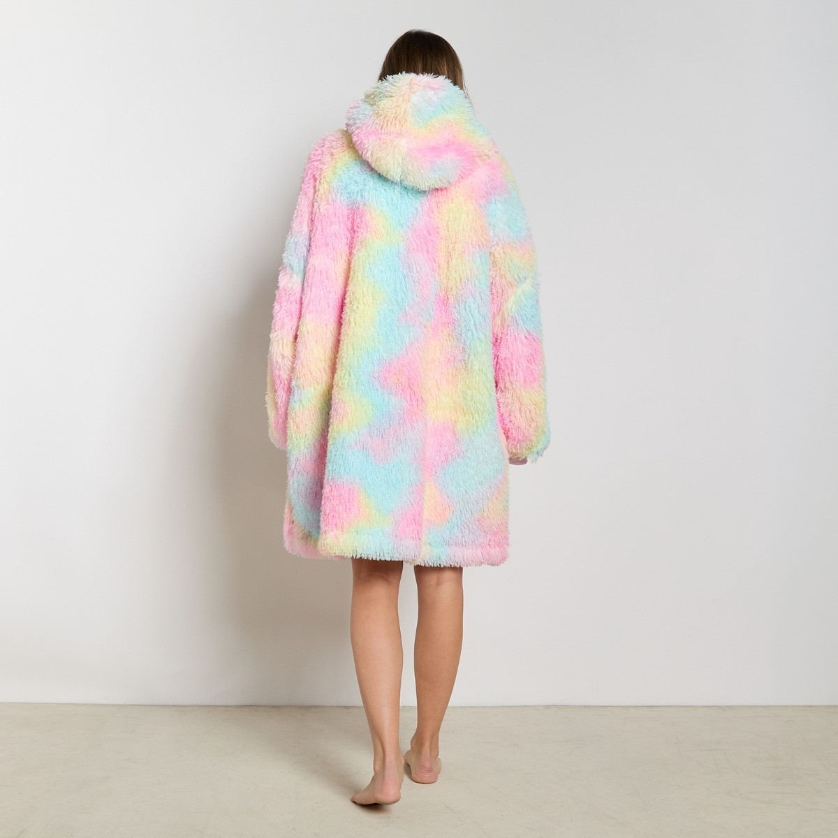 OHS Fluffy Tie Dye Hoodie Blanket, Adults - Multi>