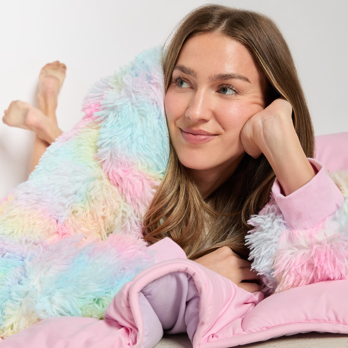 OHS Fluffy Tie Dye Hoodie Blanket, Adults - Multi>