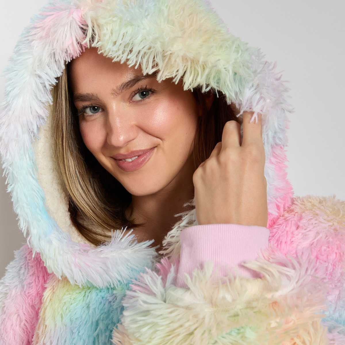 OHS Fluffy Tie Dye Hoodie Blanket, Adults - Multi>