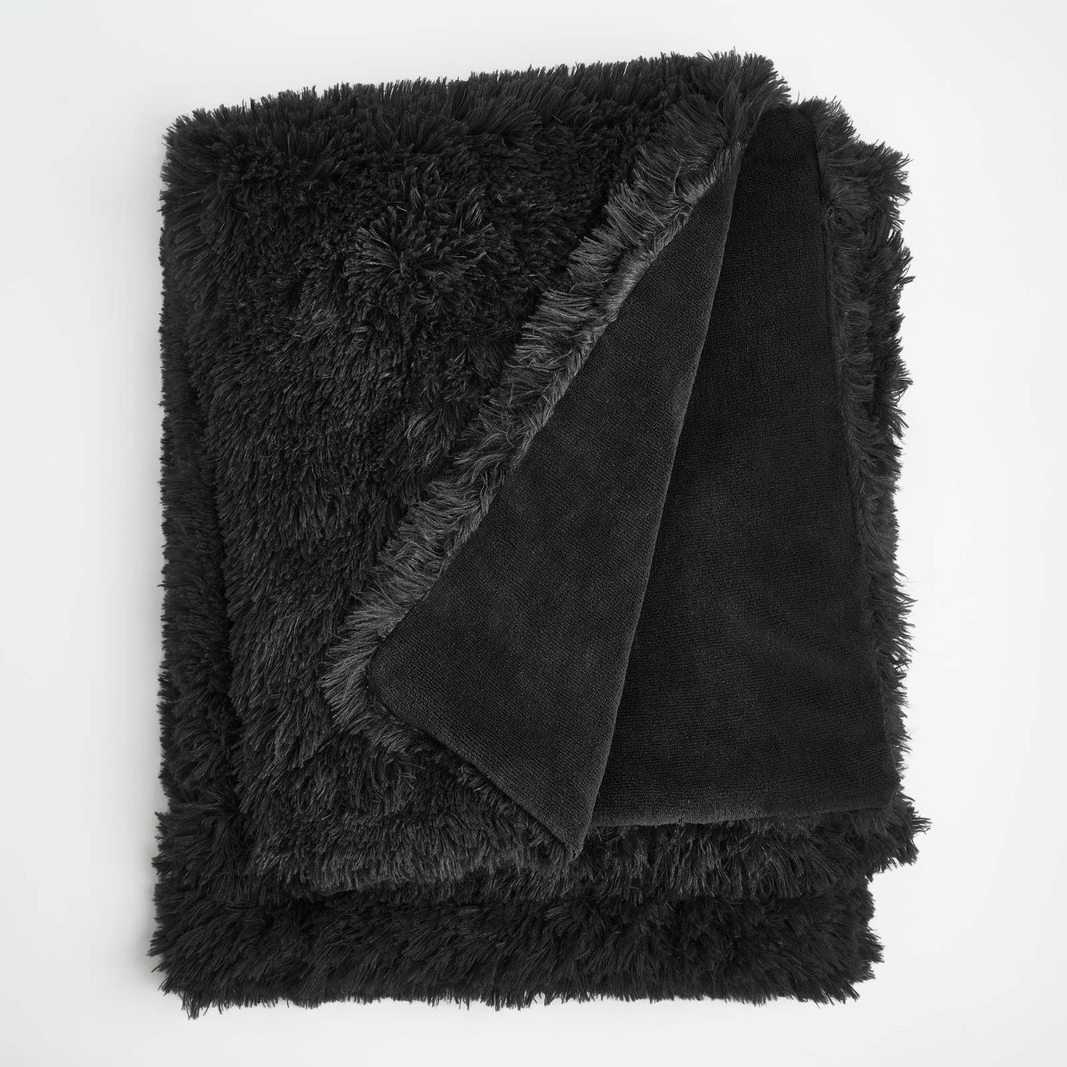 Sienna Fluffy Throw, Black - 150 x 200cm>