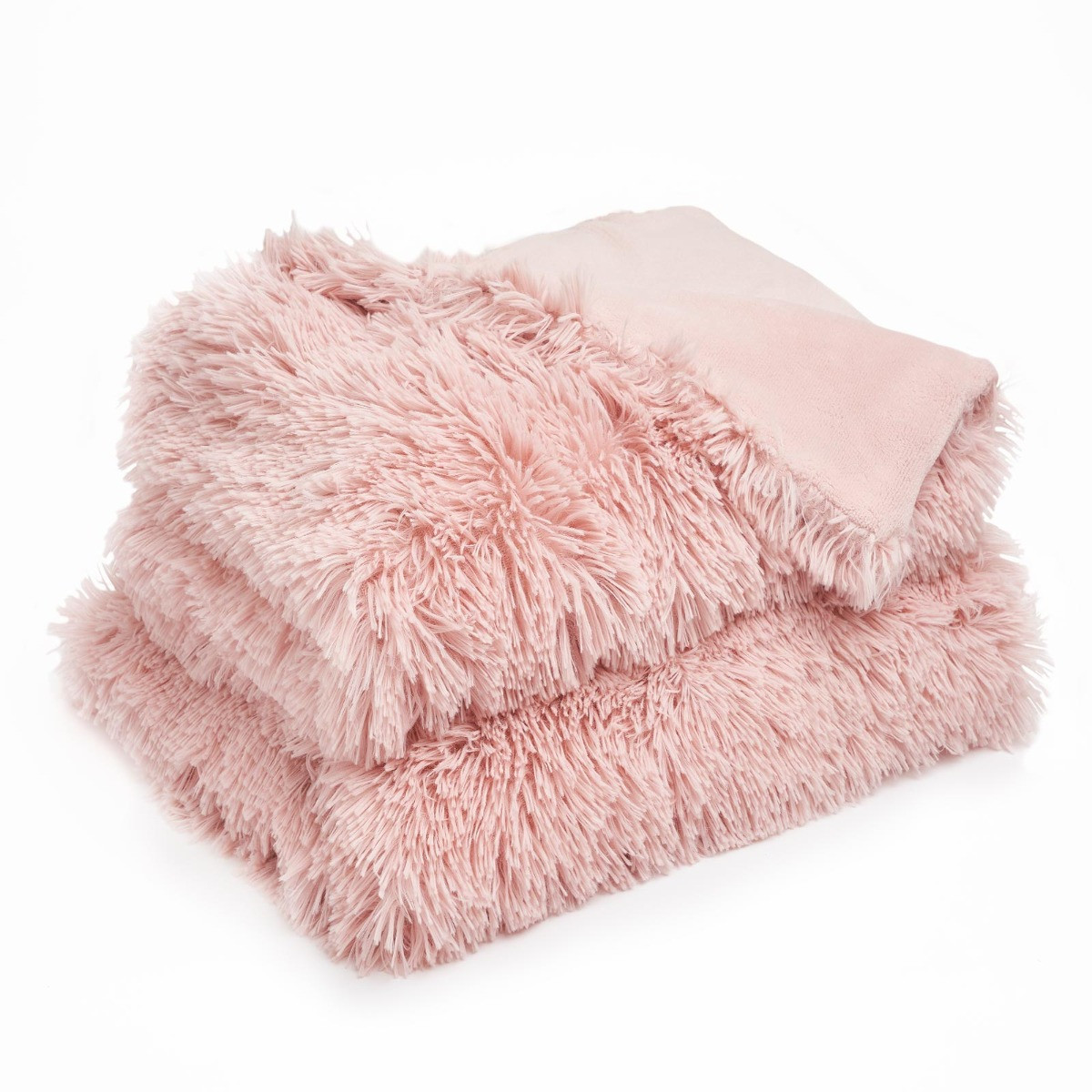 OHS Fluffy Fleece Throw, Blush - 200 x 240cm>