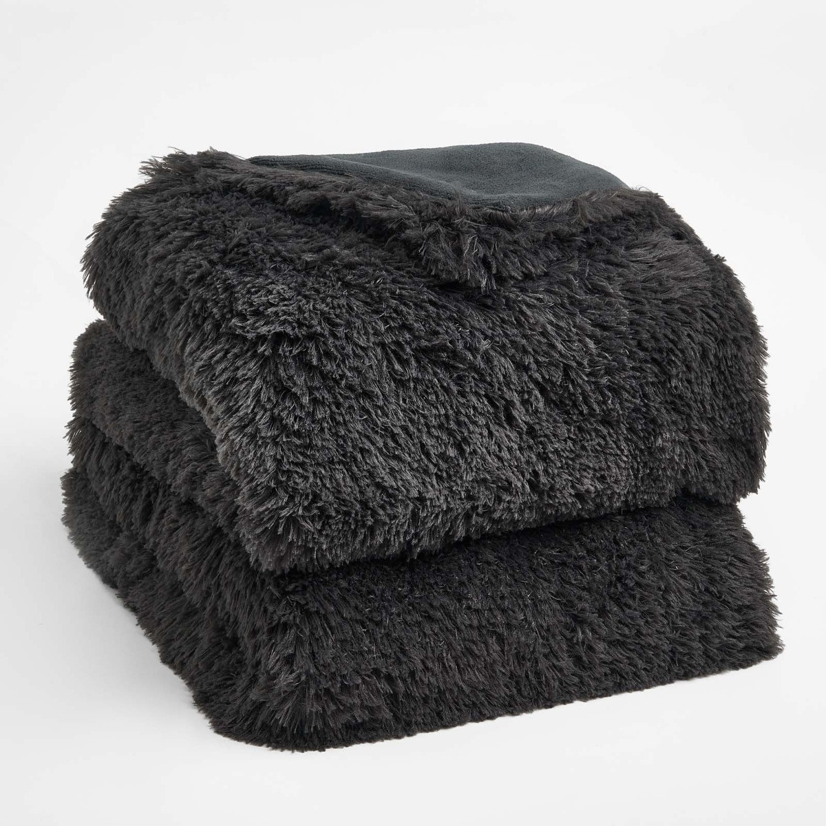 Sienna by OHS Fluffy Throw Blanket, Charcoal - 60 x 80 inches>