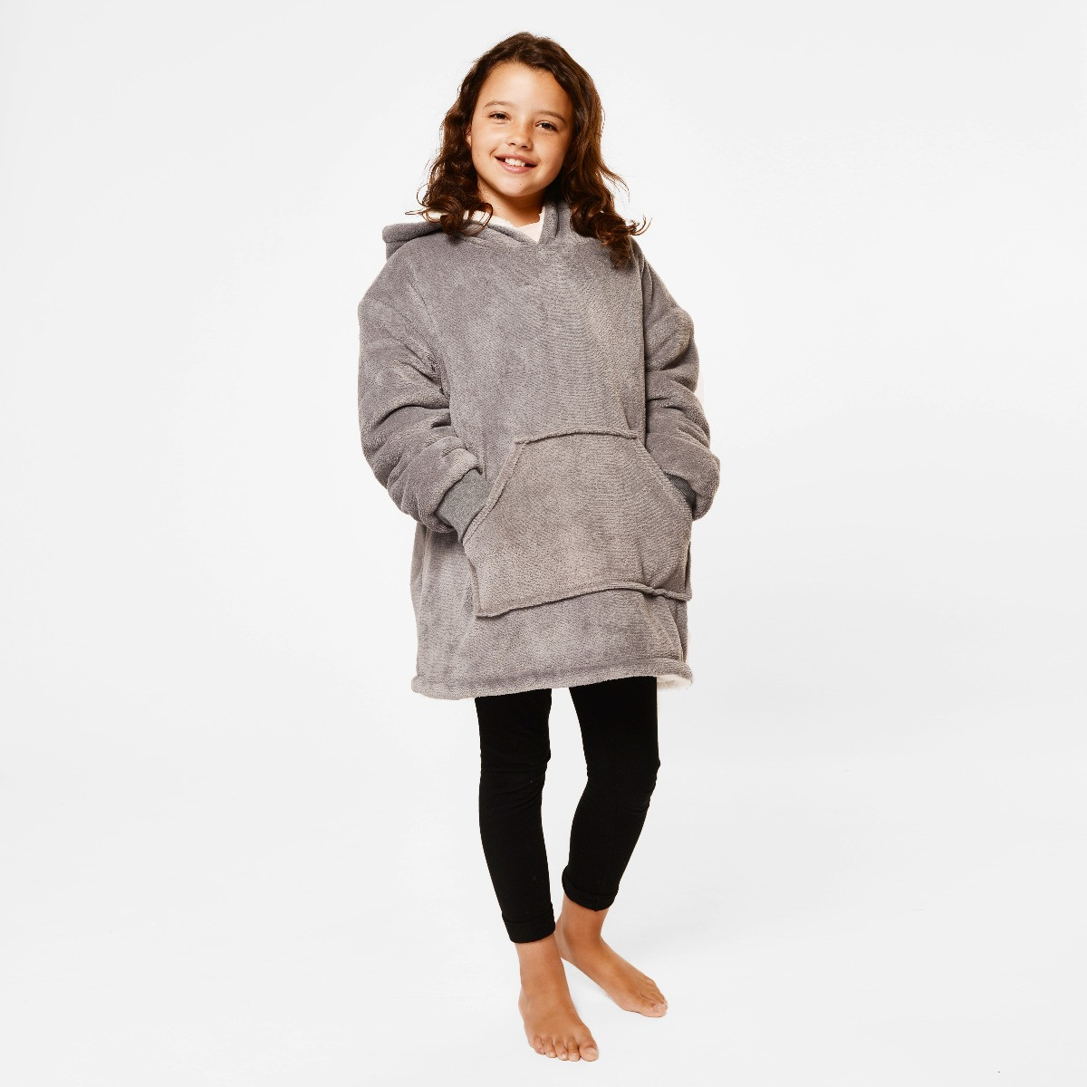 OHS Sherpa Hoodie Blanket, Kids - Charcoal>
