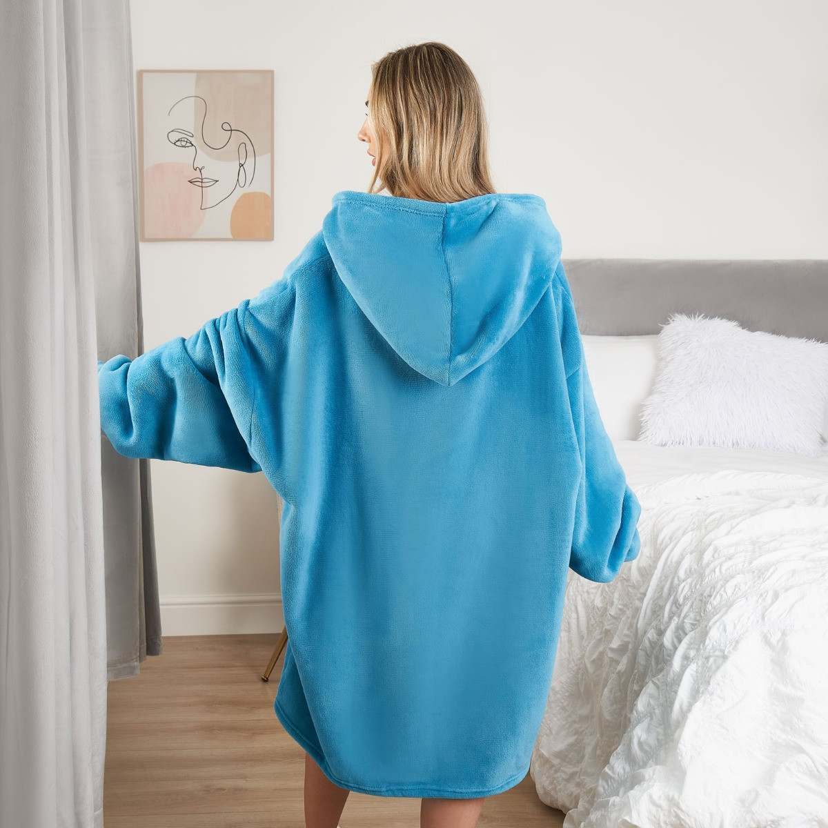 Sienna Supersoft Hoodie Blanket, Adults - Sea Blue>