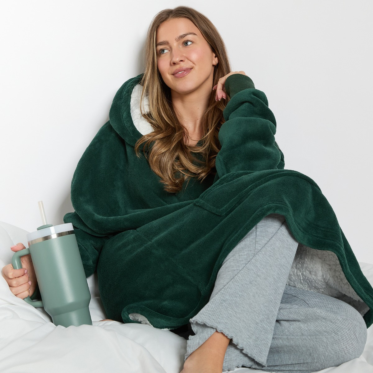 OHS Supersoft Hoodie Blanket, Adults - Forest Green>