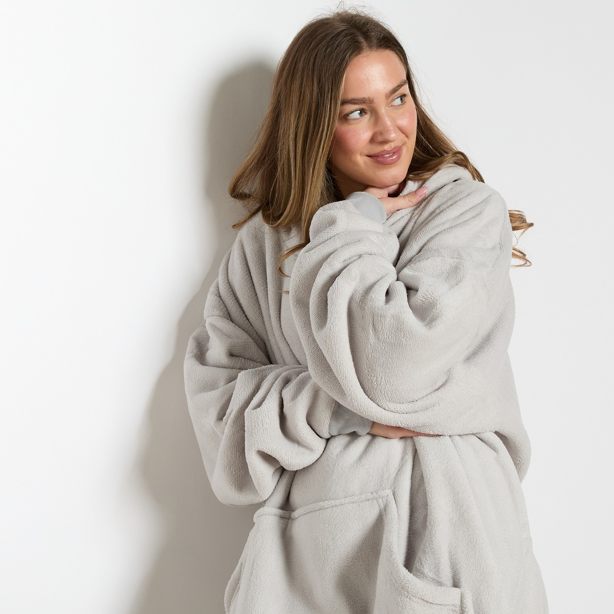 OHS Supersoft Hoodie Blanket, Adults - Silver Grey>