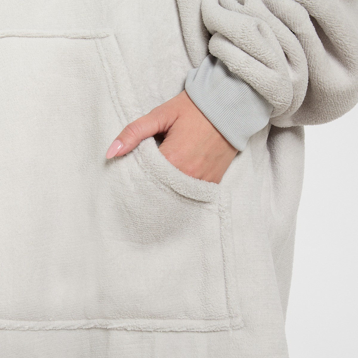 OHS Supersoft Hoodie Blanket, Adults - Silver Grey>