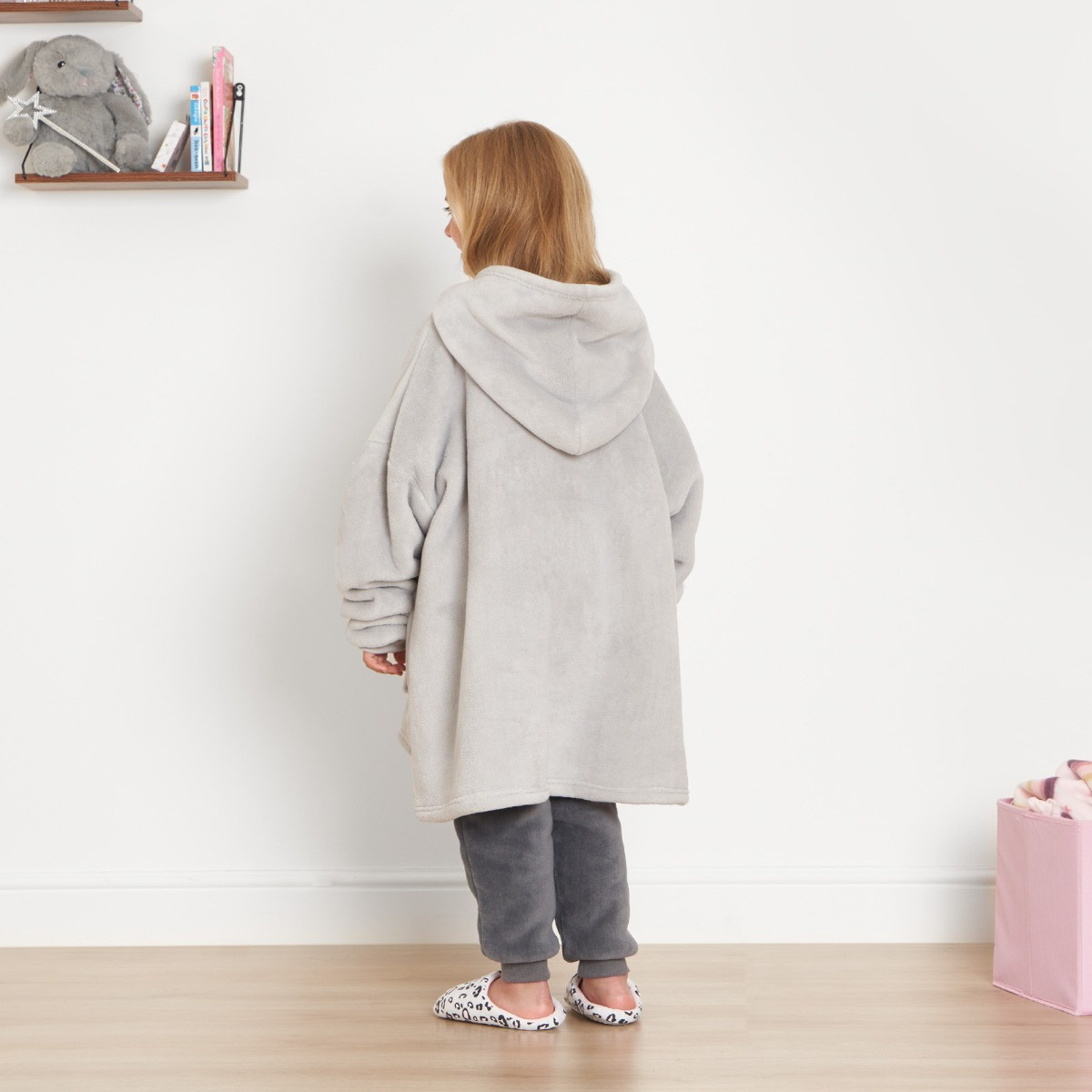 Sienna Sherpa Hoodie Blanket, Kids Silver