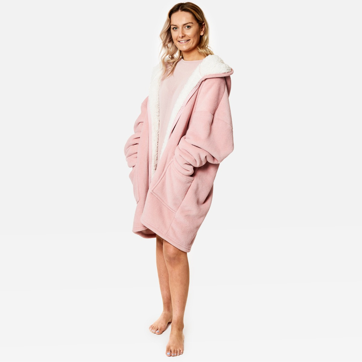 Sienna Sherpa  Zip Up Hoodie Blanket, Adults - Blush Pink>