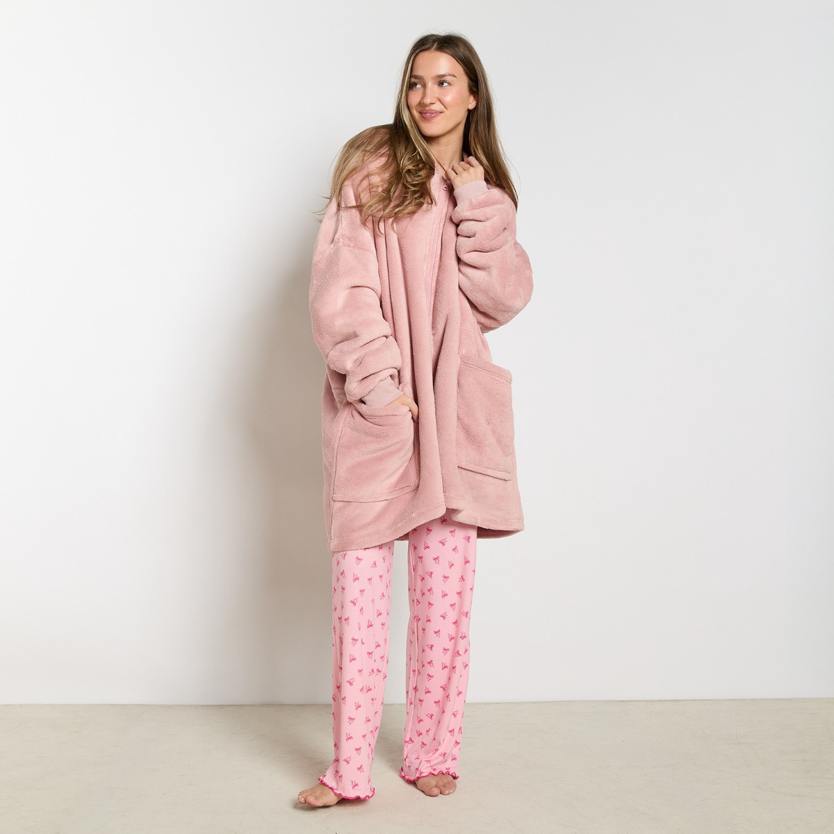 OHS Sherpa Zip Up Hoodie Blanket, Adults - Blush Pink>