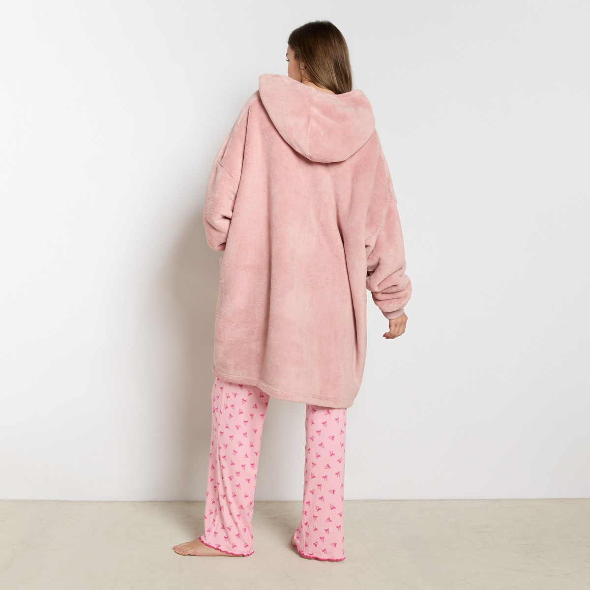 OHS Sherpa Zip Up Hoodie Blanket, Adults - Blush Pink>