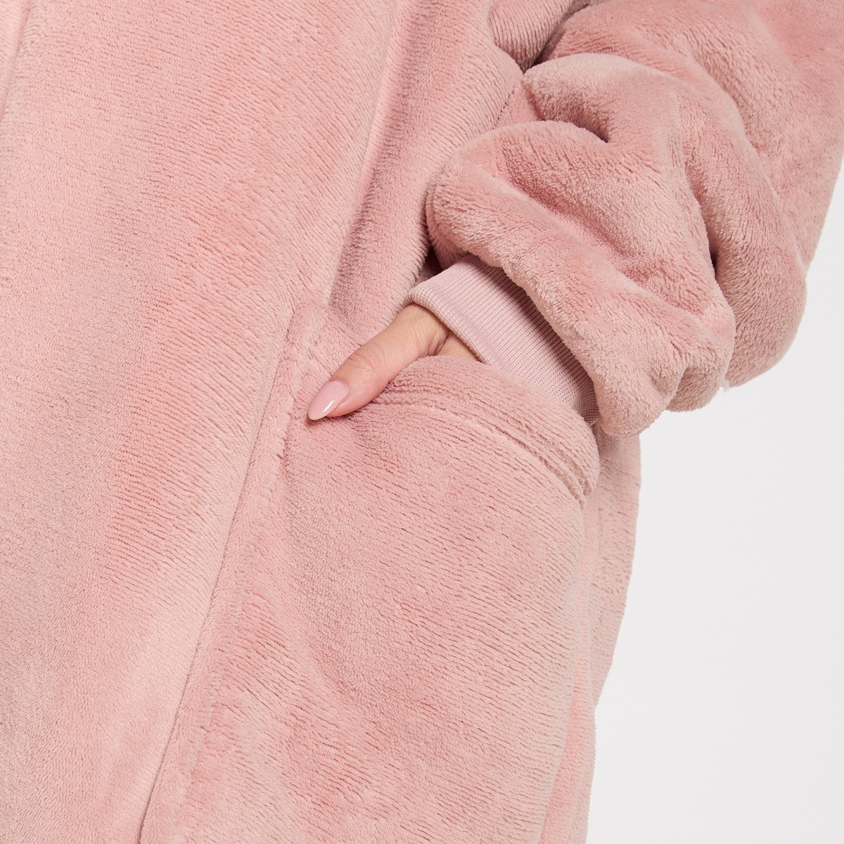 OHS Sherpa Zip Up Hoodie Blanket, Adults - Blush Pink>