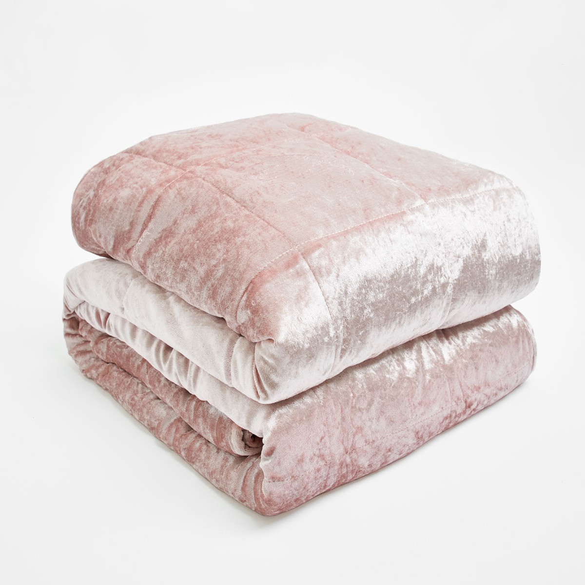 Sienna Crushed Velvet Weighted Blanket - Blush Pink>