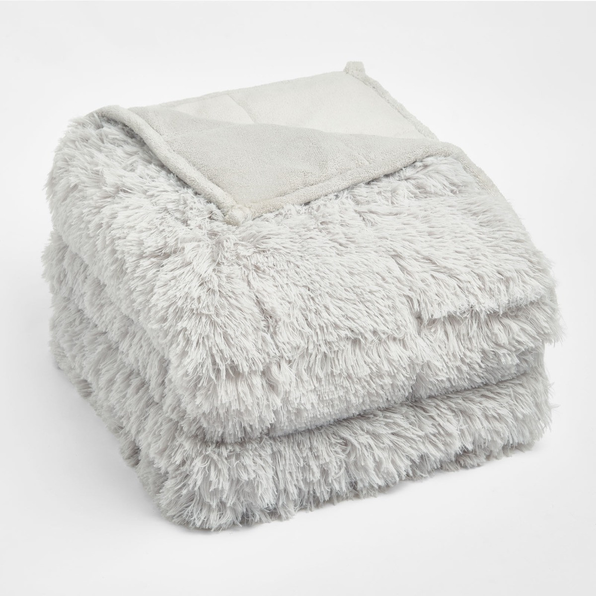 Sienna Fluffy Weighted Blanket - Silver>
