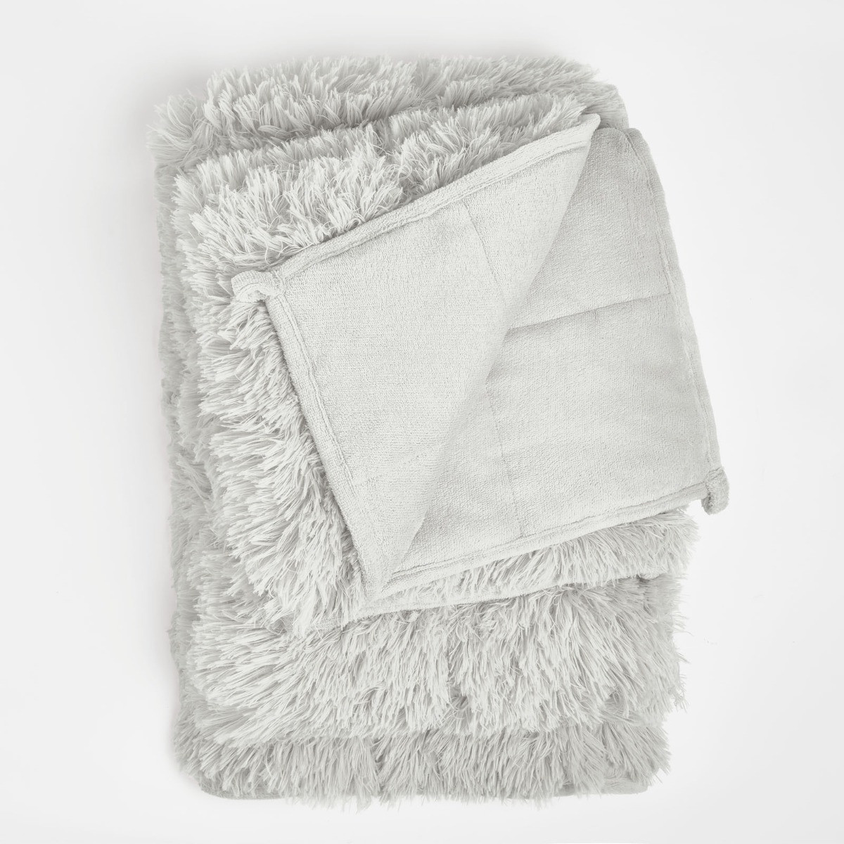 Sienna Fluffy Weighted Blanket - Silver>