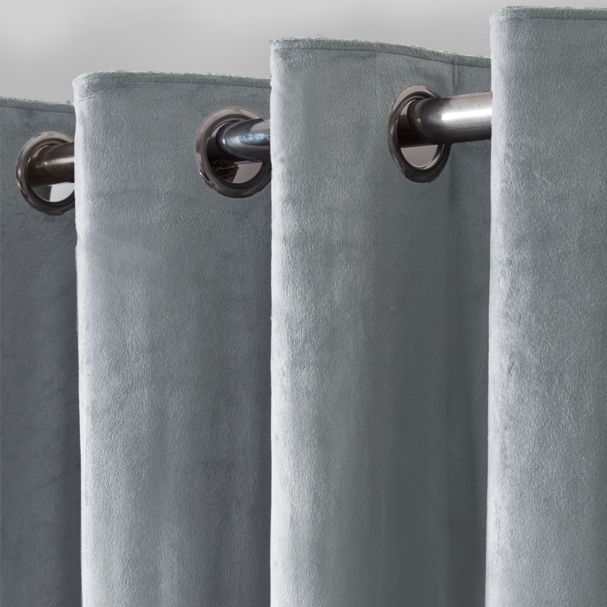 OHS Capri Velvet Eyelet Curtains - Grey>