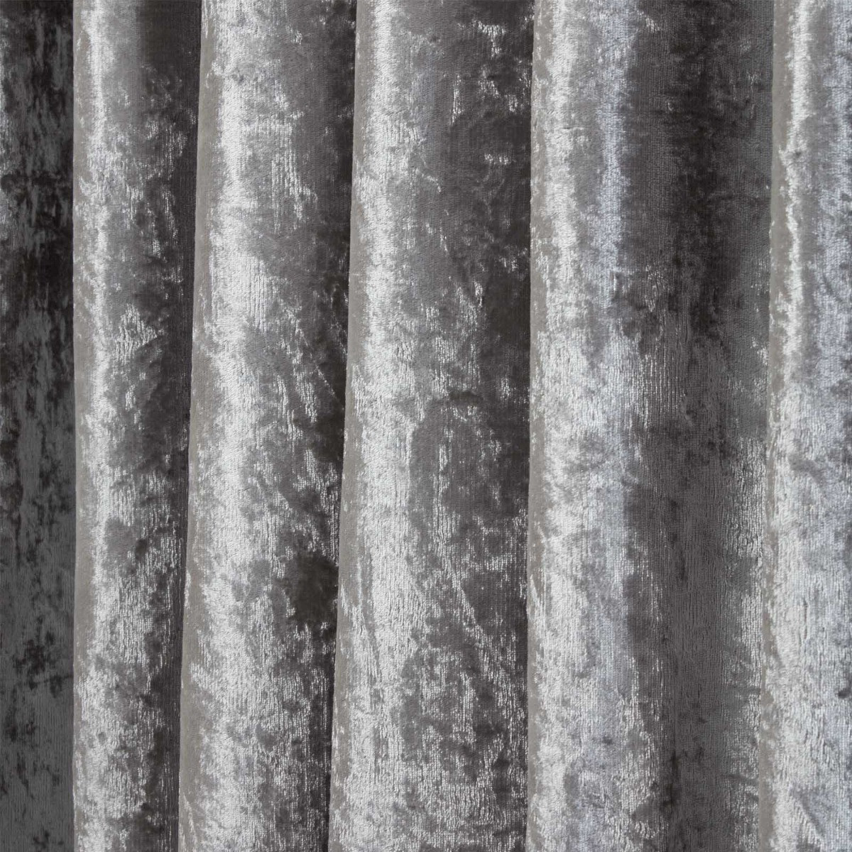 Sienna Crushed Velvet Pencil Pleat Curtains - Silver>